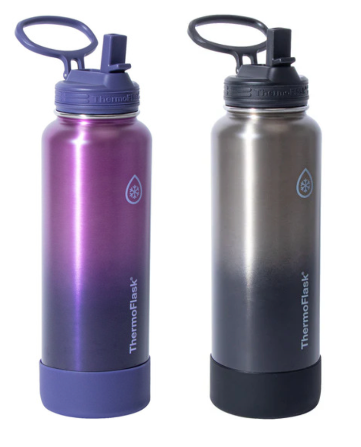 ThermoFlask Stainless Steel Water Bottle, 40oz, Assorted Colors (2-pack)